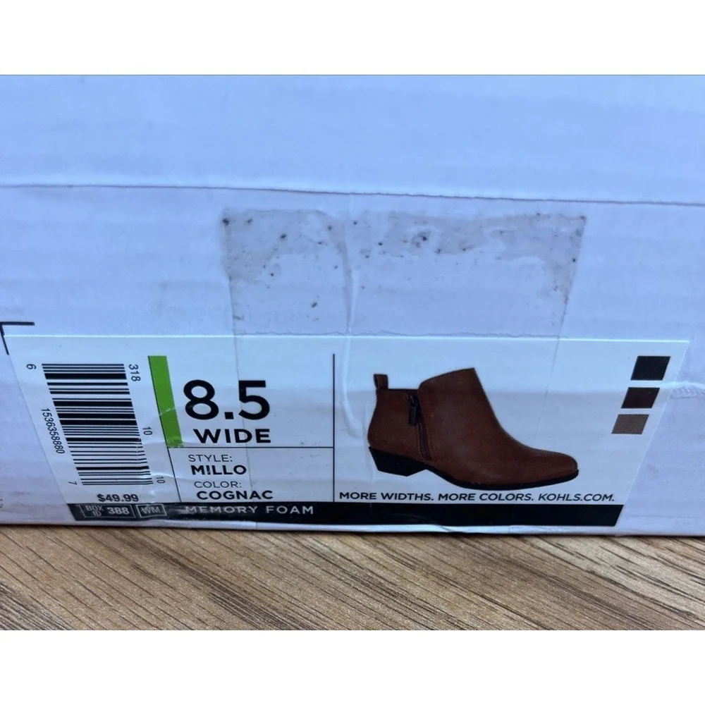 Sonoma Millo‎ Ankle Boots in Cognac Womens Size 8.5 WIDE NEW